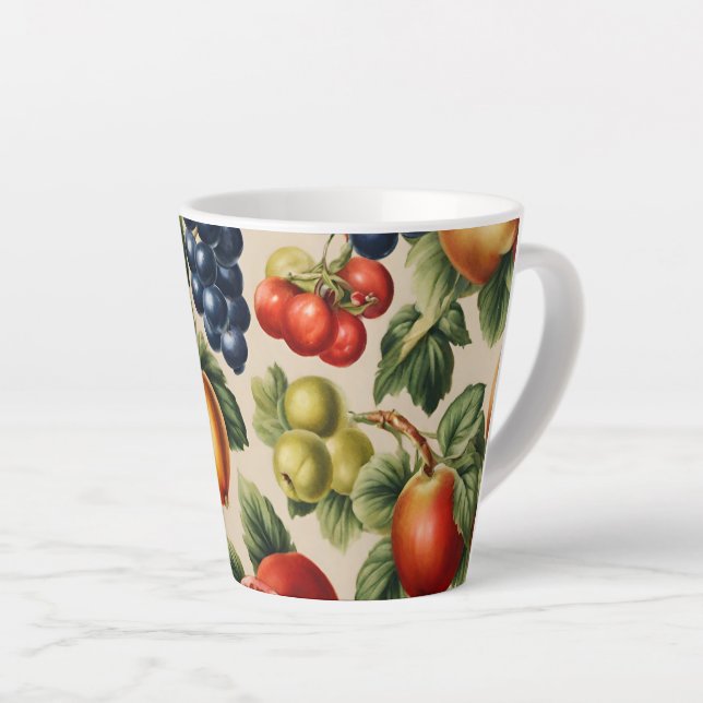 Caneca De Café Latte Frutas e flores do Jardim Italiano de Luxo (Ângulo direito)