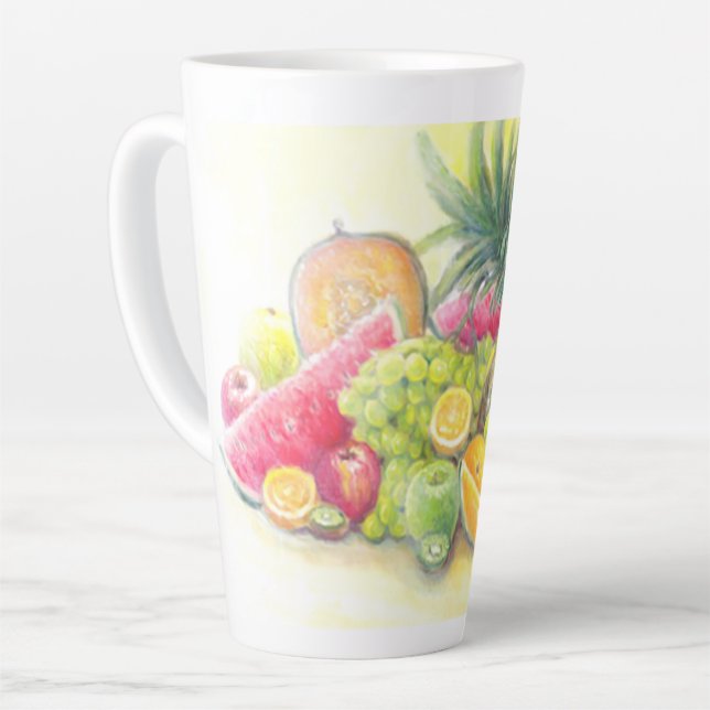 Caneca De Café Latte Frutas felizes (Ângulo esquerdo)