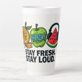 Caneca De Café Latte Frutas Grandes de Pop‑Art Frescas e Vibrantes