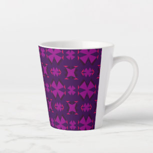 Caneca De Café Latte Fuchsia Geotech: A Vibrant Abstract Geometric Text