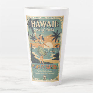 Caneca De Café Latte Fuga para o Paraíso Terrestre Havaiano Vintage