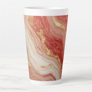 Caneca De Café Latte Fundo Abstrato de Mármore Dourado Com Redemoinhos