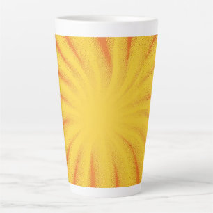 Caneca De Café Latte Fundo Amarelo Explosão Solar – Textura Vintage Ret