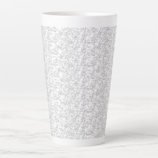 Caneca De Café Latte Fundo branco texturizado com sutil, entrelaçado, (Frente)