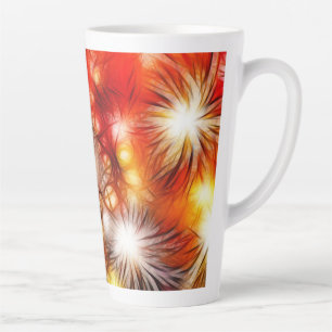 Caneca De Café Latte Fundo das Estrelas do Abstrato Fireworks-34944