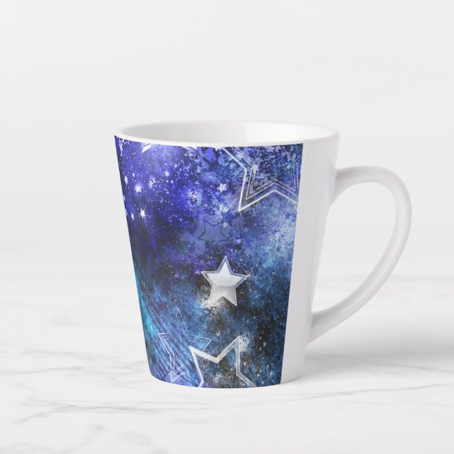 Caneca De Café Latte Fundo de Espaço com Estrelas (Direita)