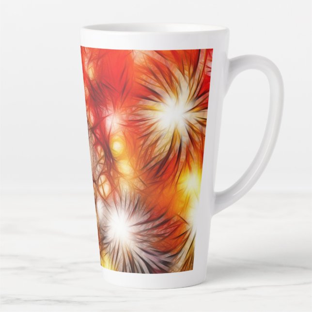 Caneca De Café Latte Fundo de Estrelas de Fogos de Artifício Abstratos (Direita)