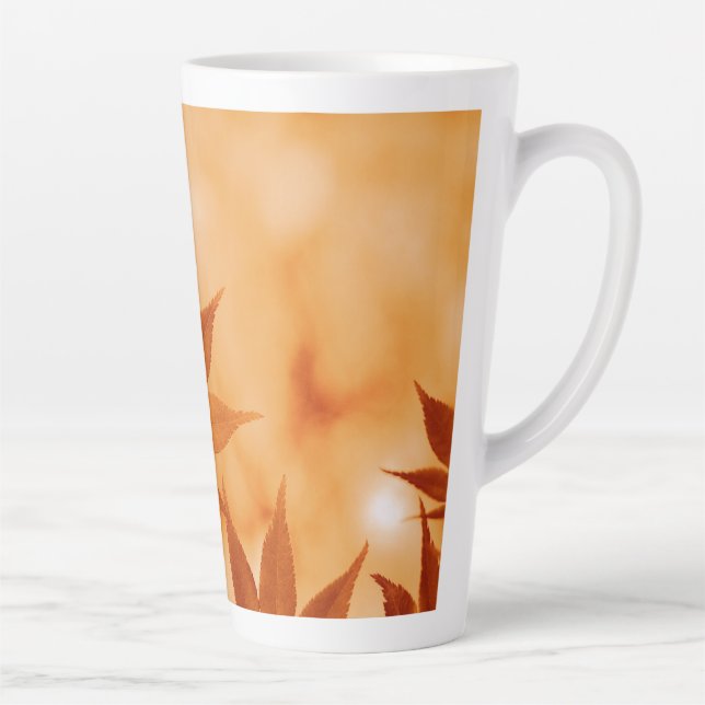 Caneca De Café Latte Fundo de Folhas de Maple-10792 (Direita)