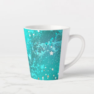 Caneca De Café Latte Fundo do Mint Turquoise Foil