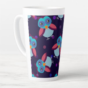 Caneca De Café Latte fundo do padrão coruja