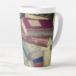 Caneca De Café Latte Fundo dos Livros Vintage