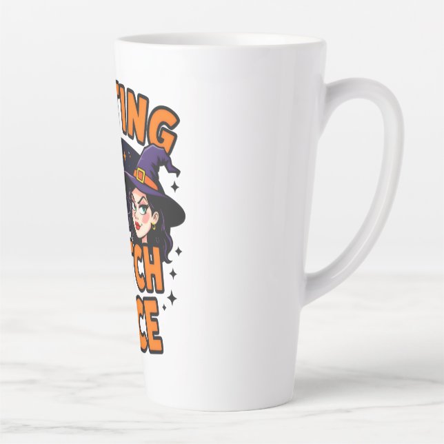 Caneca De Café Latte Funny Halloween Witch Design – "Resting Witch Face (Direita)