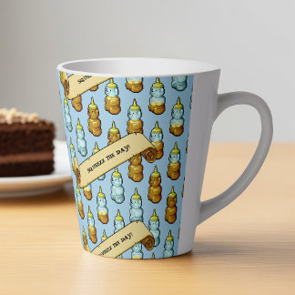 Caneca De Café Latte Funny Honey Bear Bottle Squeeze The Day! Pattern