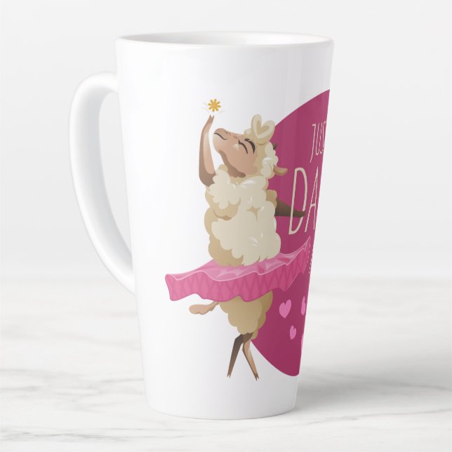 Caneca De Café Latte Funny Sheep Message - Just Dance About It 1 (Ângulo esquerdo)