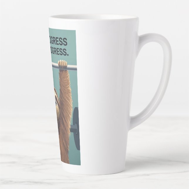 Caneca De Café Latte Funny Sloth Gym Motivation Poster - Slow Progress  (Direita)