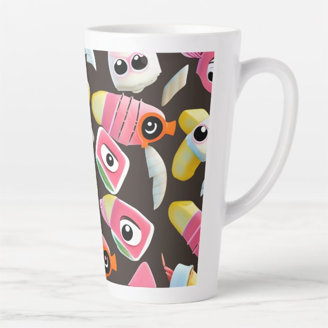 Caneca De Café Latte Funny Sushi (Direita)
