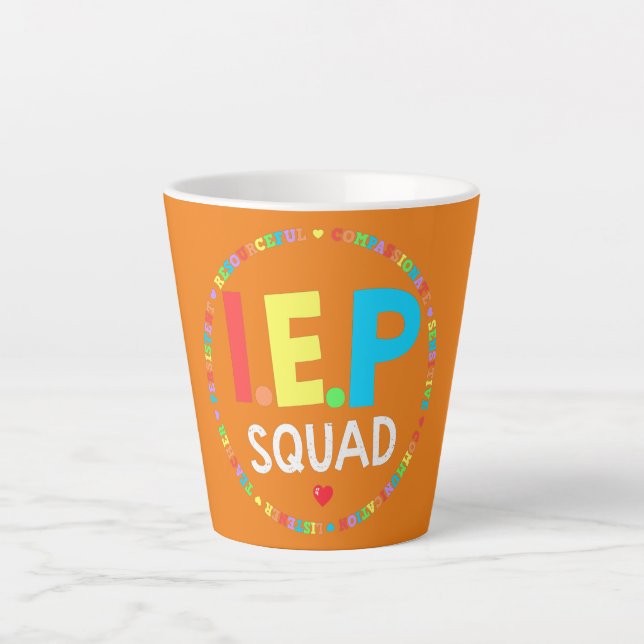 Caneca De Café Latte Funny Teacher IEP Squad I Encourage Progress Sped (Frente)