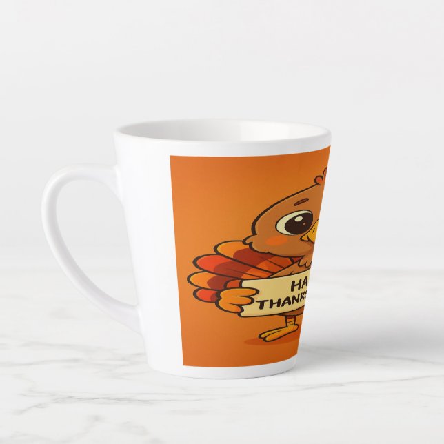Caneca De Café Latte Funny Thanksgiving Turkey Latte Mug (Esquerda)