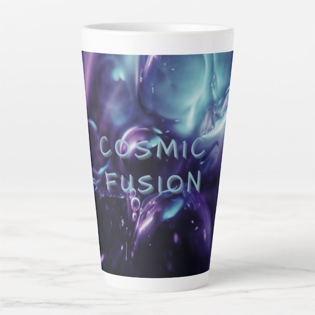 Caneca De Café Latte Fusão Cósmica Abstrato Celestial Galáxia Roxa .. (Frente)