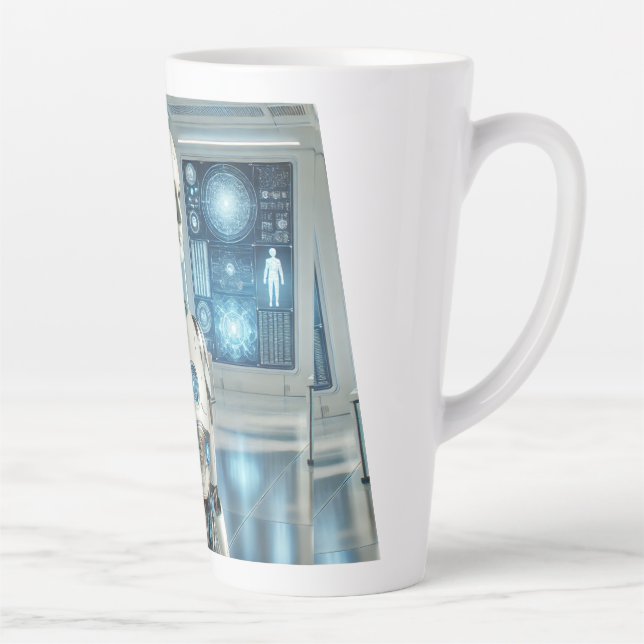 Caneca De Café Latte Futurística Humanoide: A Visão do Futuro (Direita)