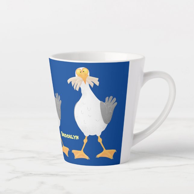Caneca De Café Latte Gaivota engraçada com desenho francês (Direita)