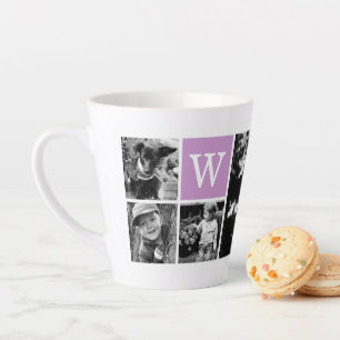 Caneca De Café Latte Galeria de Fotografias e Monograma Roxo
