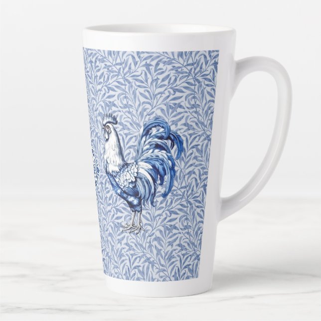 Caneca De Café Latte Galinha De rico Azul E Galo Branco (Direita)