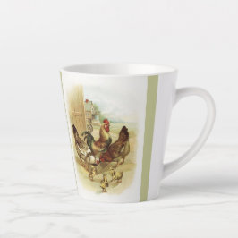 Caneca De Café Latte Galinhas Fazendas de Arte Vintage