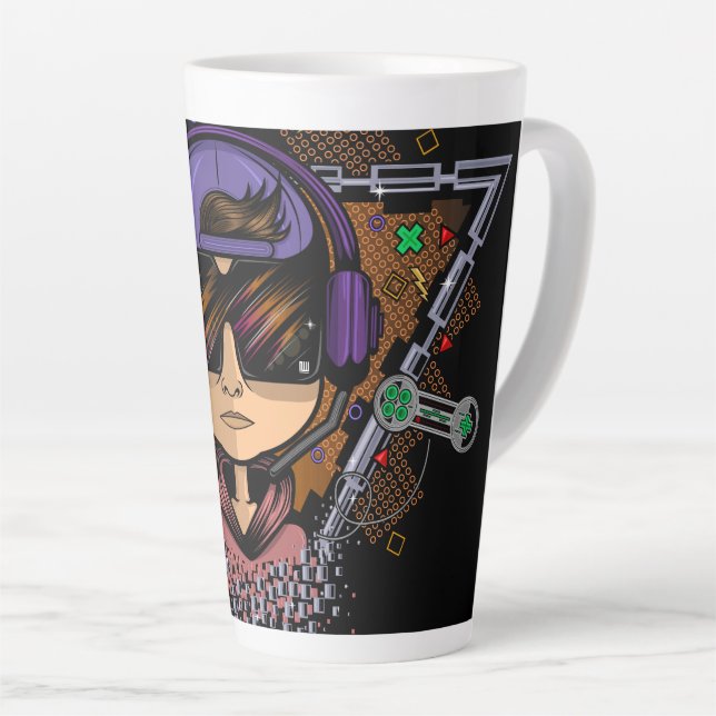Caneca De Café Latte Gamer Boy (Ângulo direito)