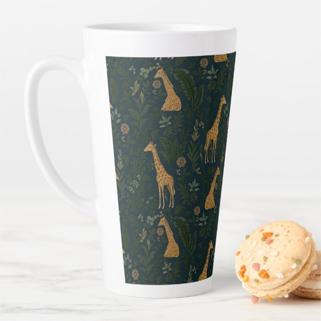 Caneca De Café Latte Gangout de Girafa Tropical (In Situ)