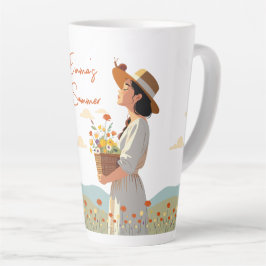 Caneca De Café Latte Garden Girl Personalizada Floral