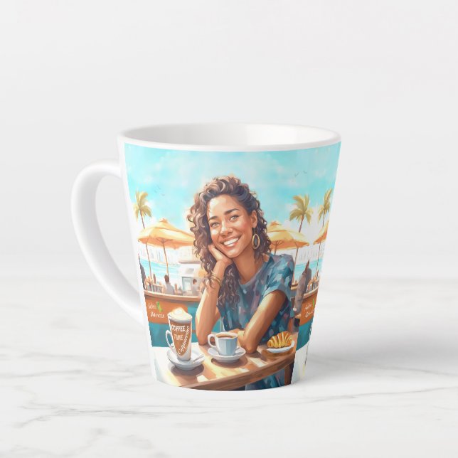 Caneca De Café Latte Garota com café (Ângulo esquerdo)