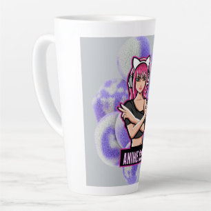 Caneca De Café Latte Garota de Anime – Design de Personagem Moderno e E