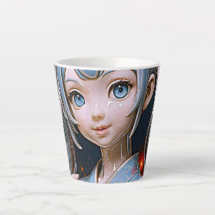 Caneca De Café Latte Garota de Anime Sonhadora em Porcelana