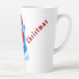 Caneca De Café Latte Garota do Papai Noel de desenho animado em casaco 