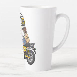 Caneca De Café Latte Garota Fofo de Moto – Desenho Animado de Mini Moto