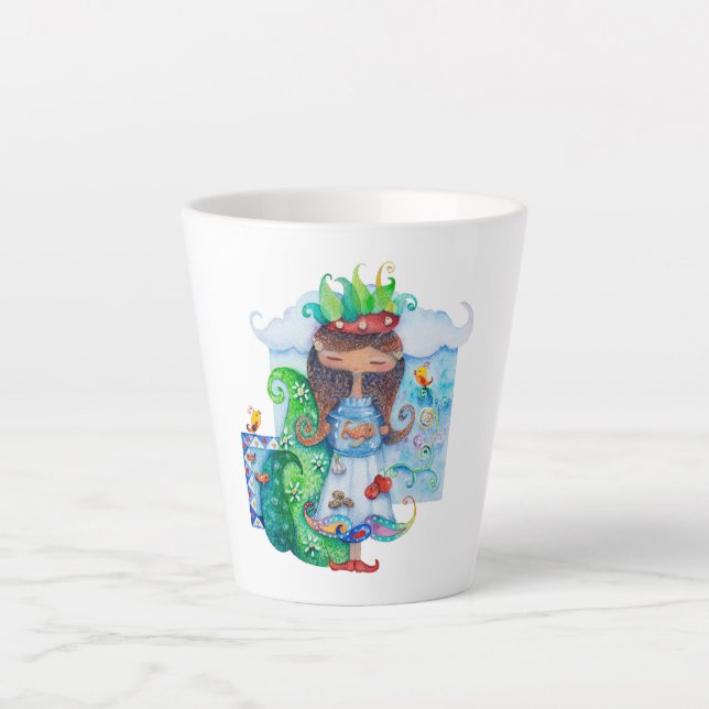 Caneca De Café Latte Garota Persa (Frente)