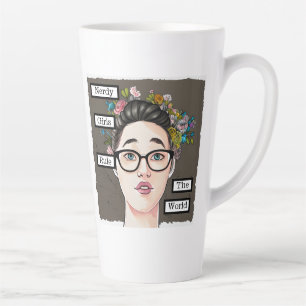 Caneca De Café Latte Garotas Nerds Dominam o Mundo