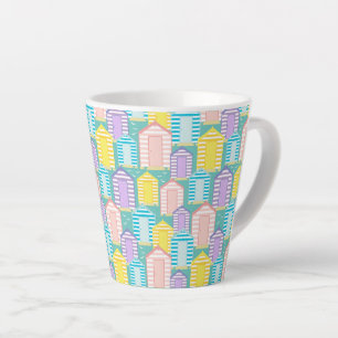 Caneca De Café Latte Garrafas de Praia com Strike de Pastel em Azul Oce