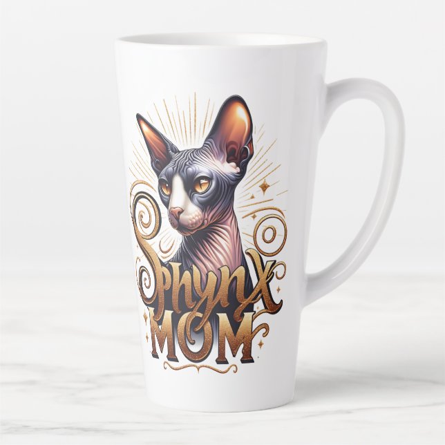 Caneca de Café Latte Gata Sphynx Mãe Dia das Mães (Direita)