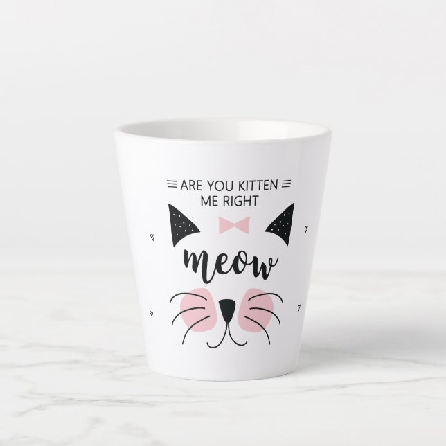 Caneca De Café Latte Gatinha-me bem Meow (Frente)