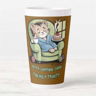 Caneca De Café Latte Gatinho Aconchegante com Café e Bolo – Gato Divert