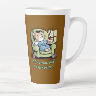 Caneca De Café Latte Gatinho Aconchegante com Café e Bolo – Gato Engraç