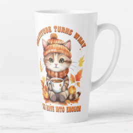 Caneca De Café Latte Gatinho Aconchegante no Conforto do Outono