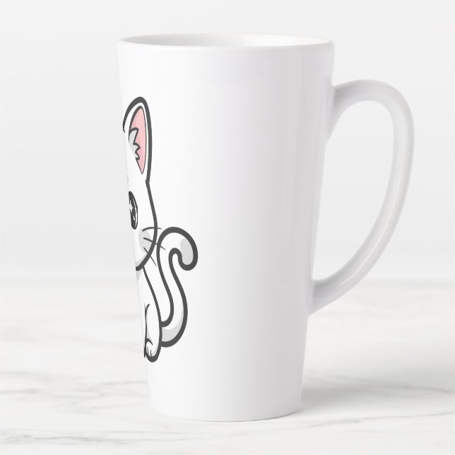 Caneca De Café Latte Gatinho Branco Doce (Direita)