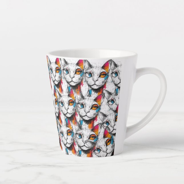 Caneca De Café Latte Gatinho curioso (Direita)