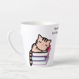 Caneca De Café Latte Gatinho de Pasta de Texto/Pasta de Livros sobre Te