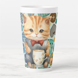 Caneca De Café Latte Gatinho de Patchwork 