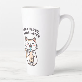 Caneca De Café Latte Gatinho Kawaii Adorável Bebendo Chá de Bolhas