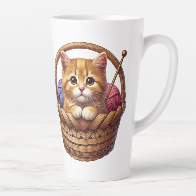 Caneca De Café Latte Gatinho Laranja Adorável no Soquete com Fio (Direita)